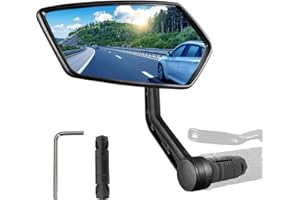 Homieway Bike Mirror,Blue Light Glass Lens Bicycle Mirror for Handlebar,inHD Anti-scratch E-bike Mirror,Adjustable Bike Bar end Mirror,Cycle Rearview Mirror for Handlebar Left(0.59-0.78in)