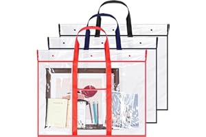 Huhumy 3 Pack Art Portfolio Bags, Large Poster Storage Bag Portfolio Folder for Artwork Bulletin Board Holder Art PVC Folder with Pocket for Bulletin Boards, Scrapbooks, Poster Storage(29 x 31)