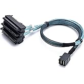CableDeconn SFF-8643 Internal Mini SAS HD to (4) 29pin SFF-8482 connectors with SAS 15pin Power Port 12GB/S Cable (1M) (H0204