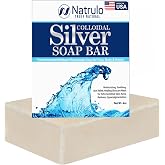 Colloidal Silver Soap Bar, 4oz Unscented &ndash; Natural Handmade in USA Pure Cleanser for Face, Body &amp; Hands &ndash; Cleansing, Moisturizing, Soothing Itch Relief Wash for Sensitive Skin, Acne, Hyperpigmentation
