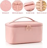 Ethereal Travel Makeup Bag Large Capacity Pink Cosmetic Organizer with Brushes view 3