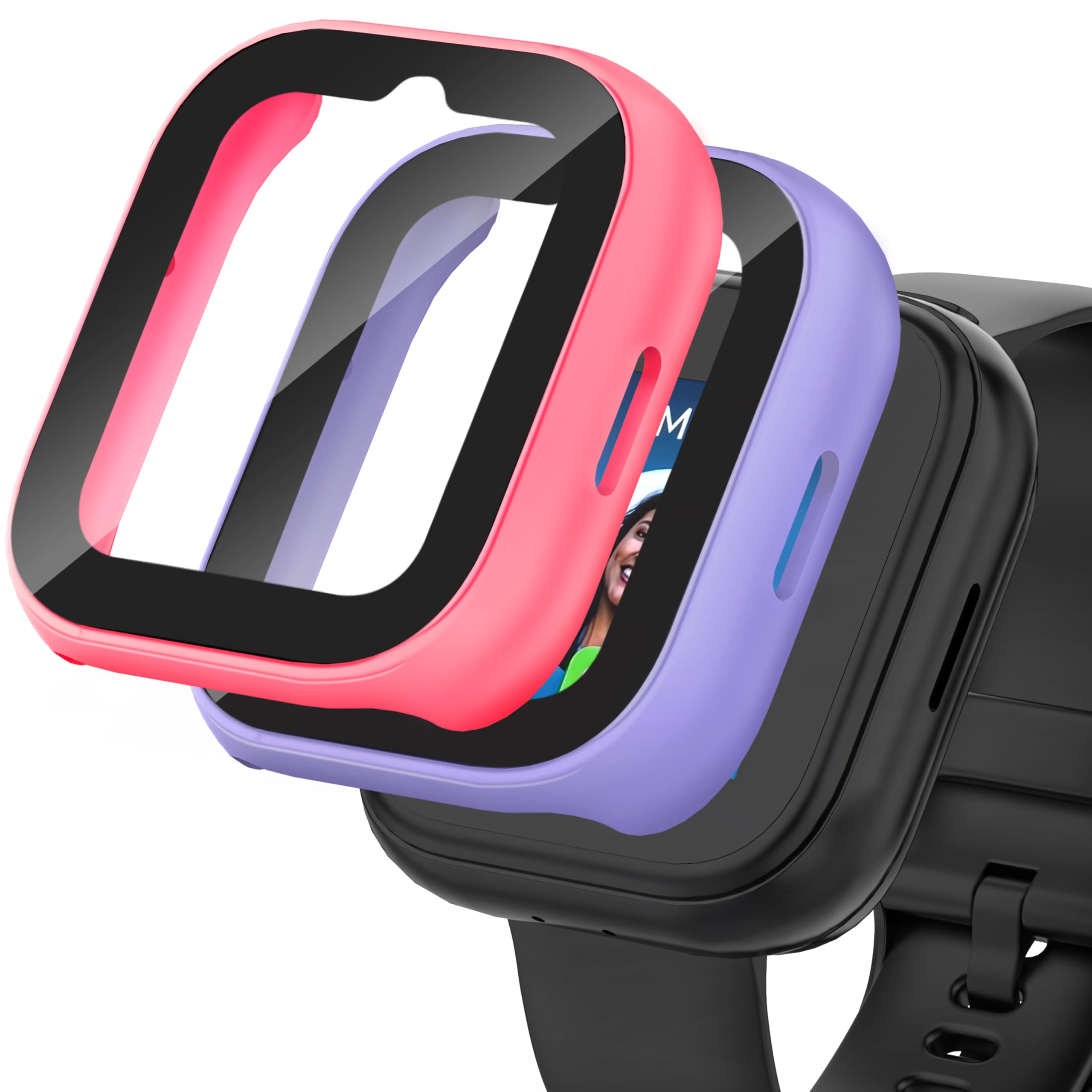 Photo 1 of Snyeest 2-Pack Compatible with Sync Up Kids Watch 2 Screen Protector, Hard PC Overall Protective Case Bumper Tempered Glass Cover Accessories for SyncUp Kids Watch 2,Purple+Pink