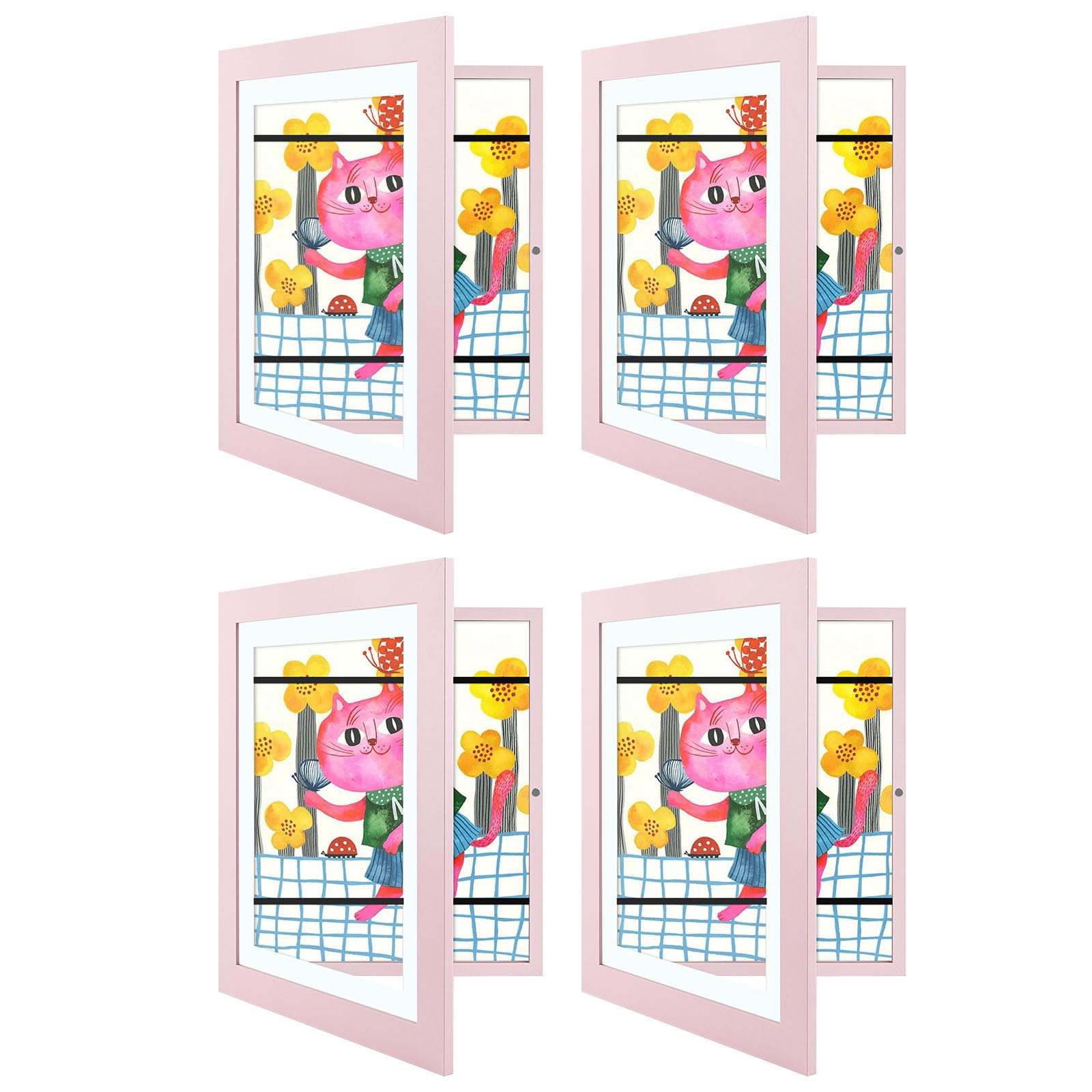 Golden State Art, 8.5x11 Kids Art Frames, Front-Opening Picture Frame Great for Kids Drawings, Artworks, Children Art Projects, Schoolwork, Home or Office (Light Pink, Set of 4) Image