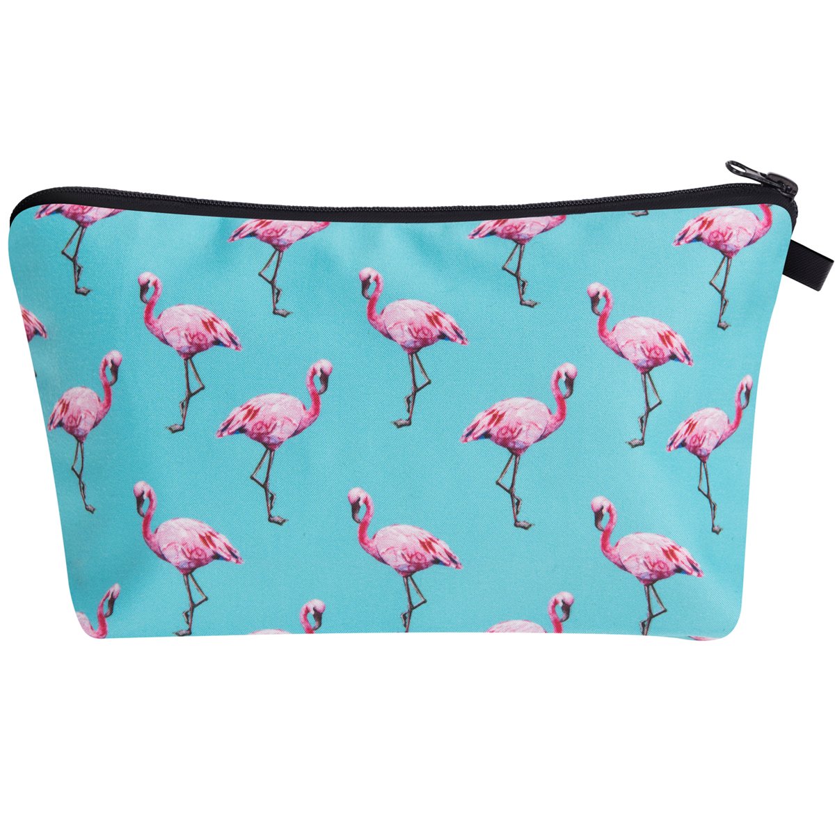 PREMYO Make-Up Pouch Cosmetic Bag Toiletry All Over Printed Design Flamingo Fits in Handbag Ideal for Essentials Traveling Suitable as Pencil Case