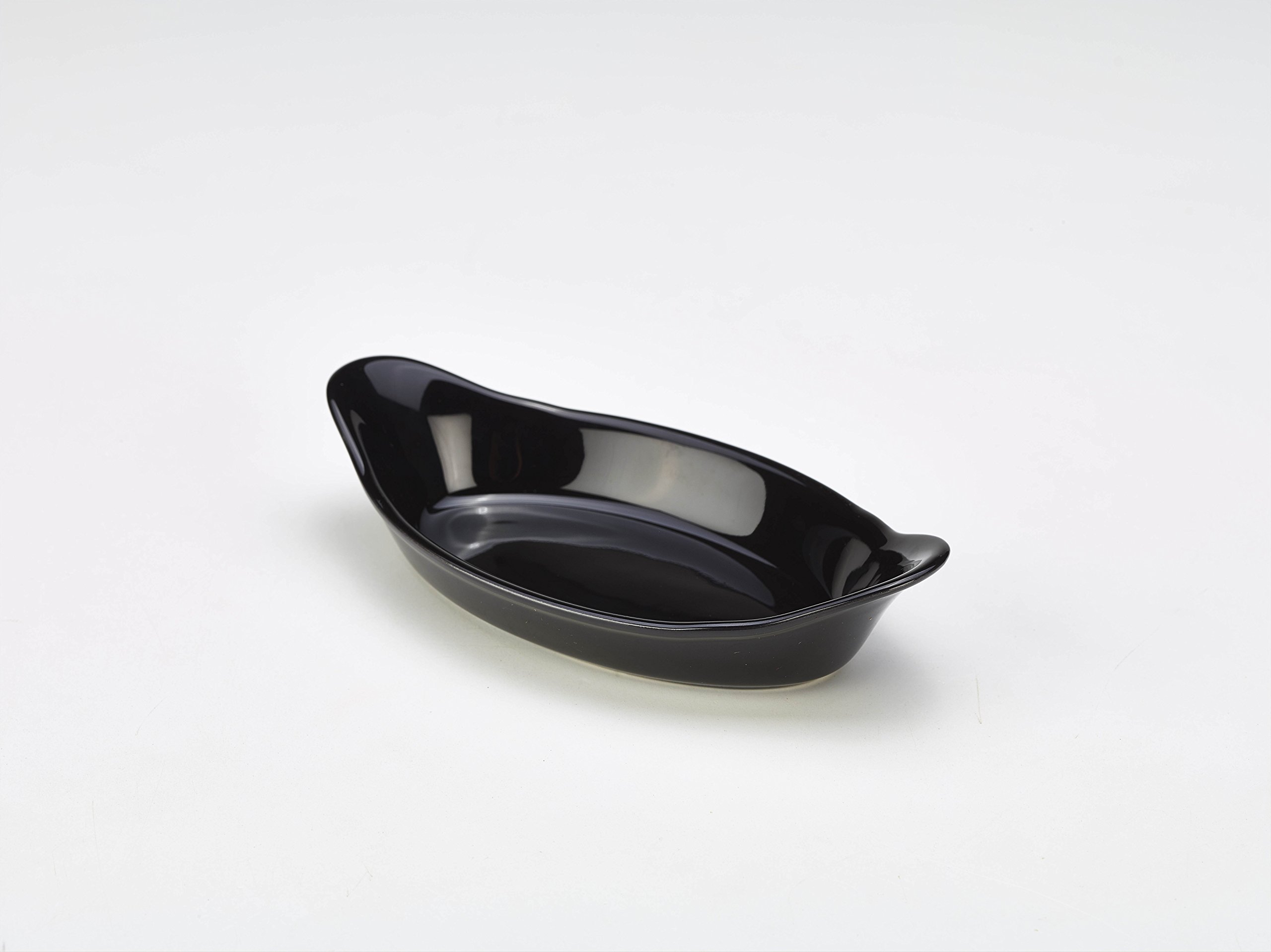 Genware Stoneware Black Oval Eared Dish 6.5inch / 16.5cm - Single