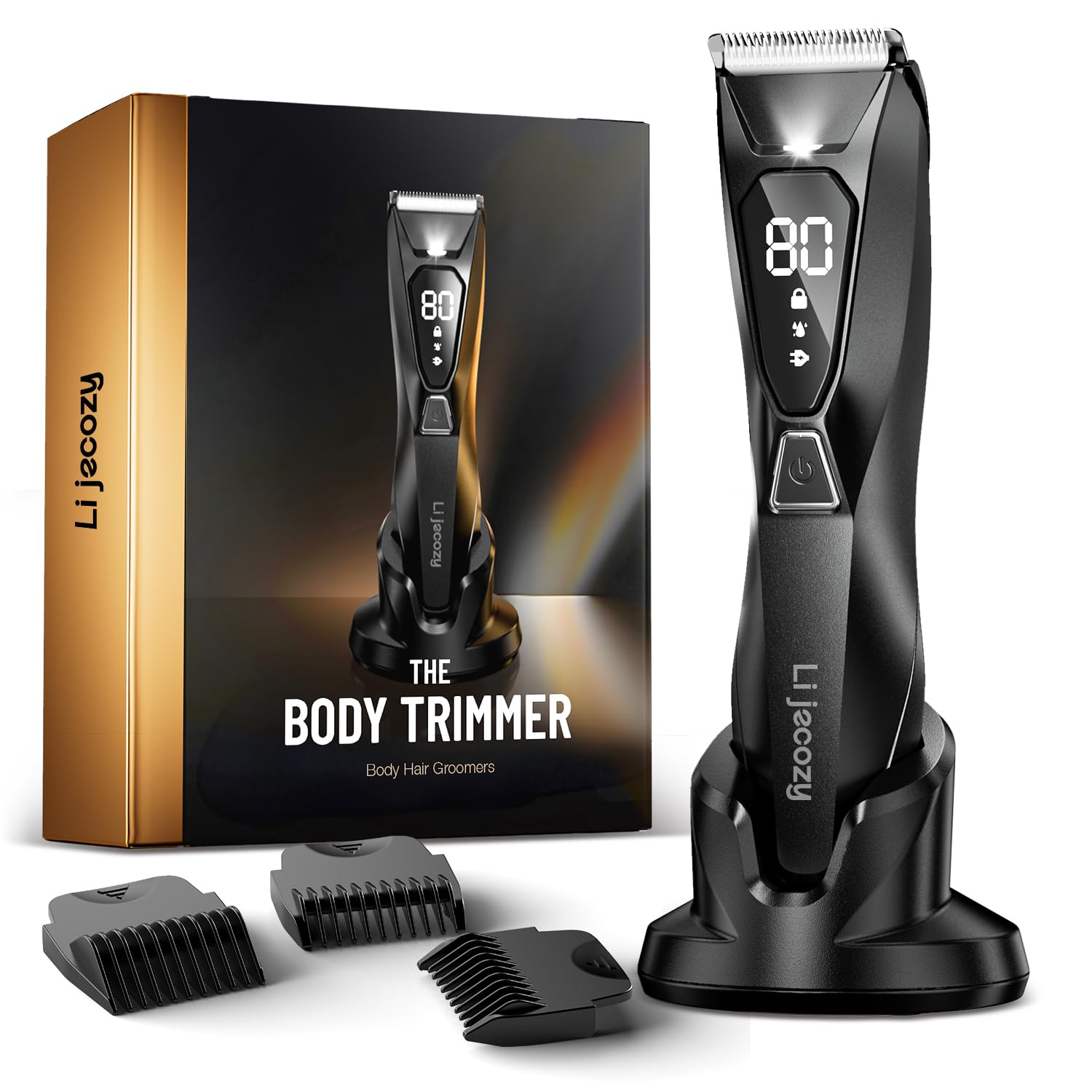 Photo 1 of *** missing trimmers*** Lijecozy Pubic Hair Trimmer for Man - Cordless Body Hair Trimmer for Men - Electric Ball Shaver with Display & Light - Waterproof Wet/Dry Groomer kit for Groin - 4000K Light - Cosmic Black