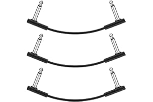 Donner 6 Inch Guitar Effect Pedal Cable Flat Patch Cable Black 3-Pack