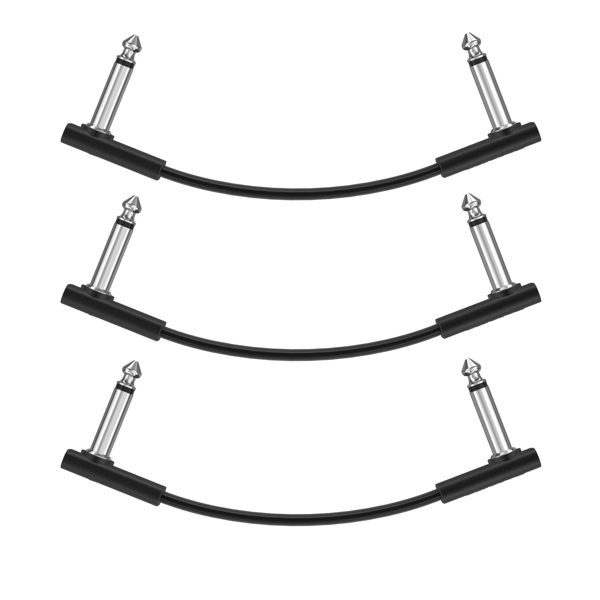 Donner 15cm Guitar Effect Pedal Cable Flat Patch Cable Black 3-Pack