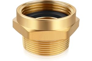 AquaNPT Fire Hydrant Hose Adapter, 1-1/2" NST (NH) Female x 1-1/2" NPT Male Hex Nipple Fire Hose Coupling Fittings, Brass Water Equipment Connector (1.5" NST Female x 1.5" NPT Male)