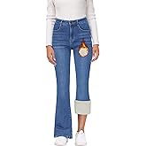 KDF Women's Flare High Waisted Bell Bottom Jeans - Thermal Fleece Lined Winter Warm Pants