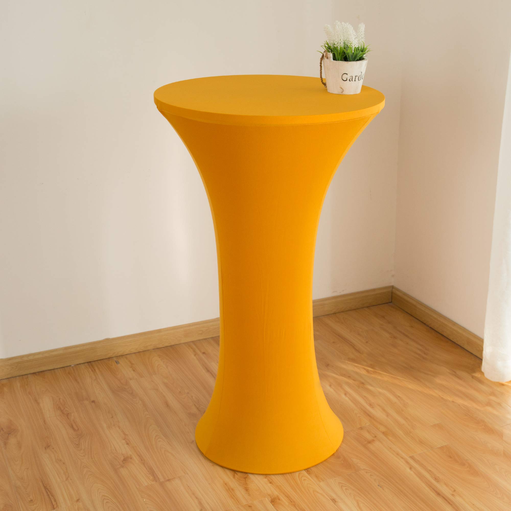 JISEN Cocktail Spandex Fitted Stretchable Elastic Tablecloth 24x43 Inch C-Golden Yellow