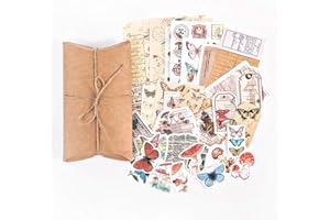 Knaid Vintage Scrapbook Supplies Pack, Decorative Plants Floral Butterfly Mushroom Nature Retro Paper Stickers Collection for Junk Journal DIY Arts Crafts Album Bullet Journals Planners