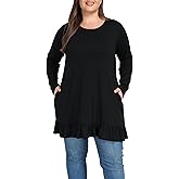 Shiaili Long Plus Size Tunic Tops for Women Ruffle Hem Shirts for leggings