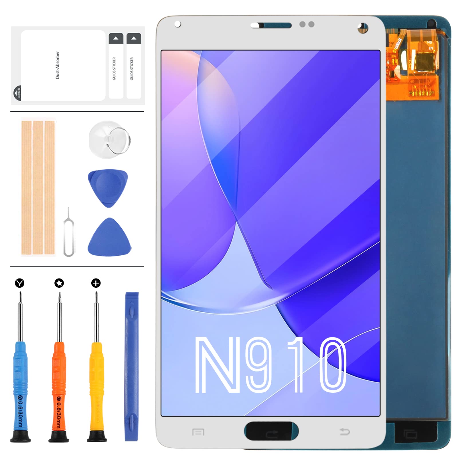 Screen Replacement For Samsung Galaxy Note 4 N910 LCD Touch Screen Digitizer N910A N910H N910P N910R4 N910T N910V N910F 5.7" Display Sensor Glass Lens Full Assembly with Free Tools (TFT White)