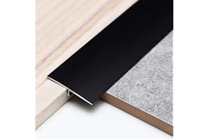 Trimold 3Pcs Aluminum T Molding Trim & Floor Transition Strips, Flat Divider Strip for Door Threshold and Joining Flooring Gaps of Laminate Planks Tile (2.9Ft x 1.6In, Matte Black)