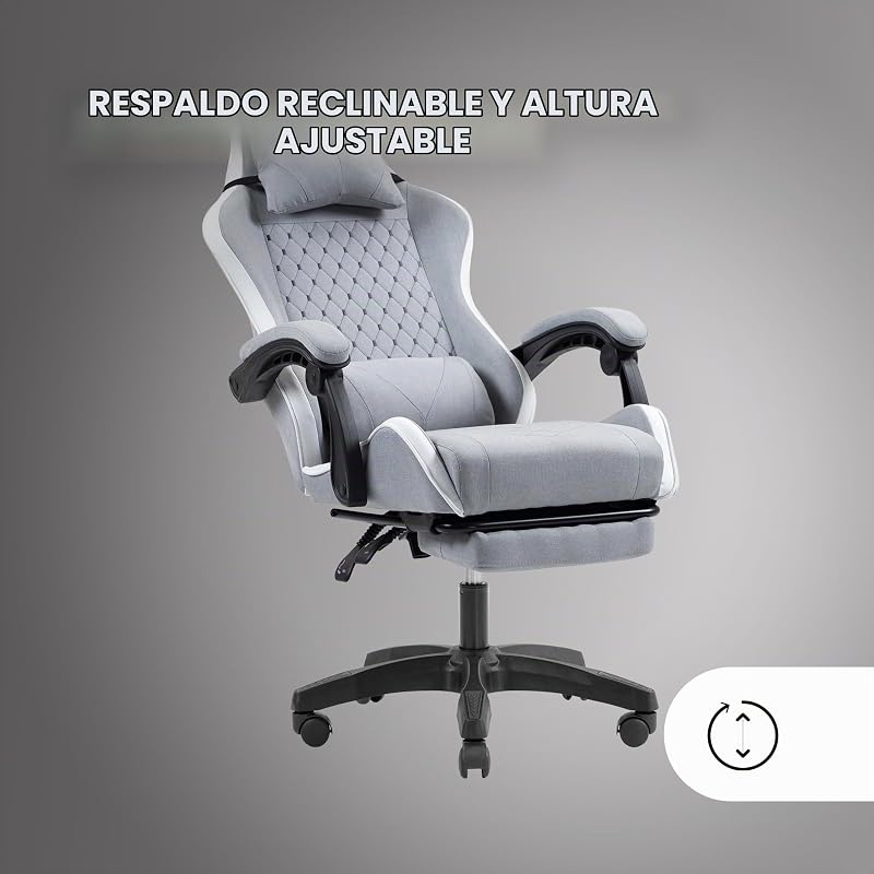 MGC-X, cadeira ergonómica para jogos, tecido respirável, encosto reclinável e altura ajustável, apoios de braço dinâmicos, almofada cervical e lombar, cadeira de escritório com apoio para os pés extensível, branca