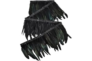 THARAHT Rooster Coque Tail Feathers Trim 8-10inch 2Yard Natural Fringe Trim for DIY Sewing Craft Party Clothing Cape Shawl Wings Halloween Wedding Decoration