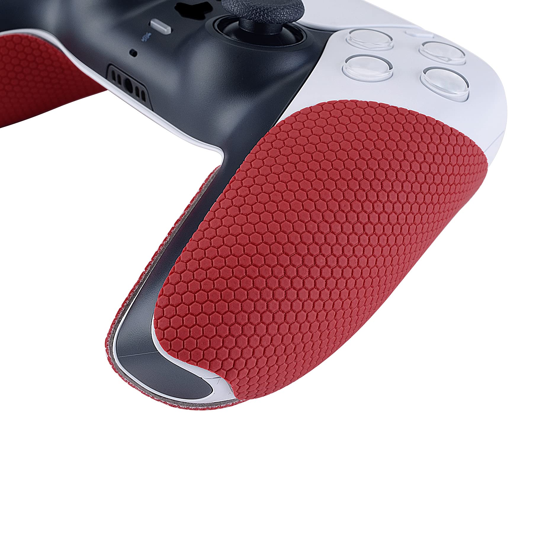 eXtremeRate PlayVital Red Anti-Skid Sweat-Absorbent Controller Grip for ps5 Controller, Professional Textured Soft Rubber Pads Handle Grips for ps5