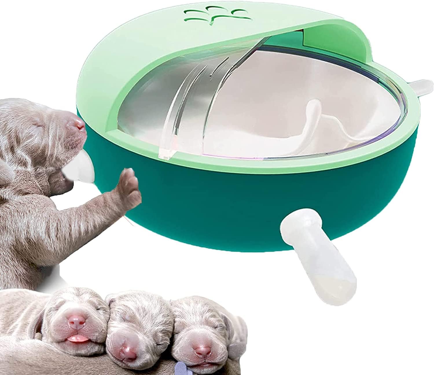 Puppy Feeders for Multiple Puppies,4 Teats Feeder for Nursing Milk Feeder Puppy Kitten Nursing Station,180 ml Silicone Baby Pet Bubble Milk Bowl Feeder with Nipples