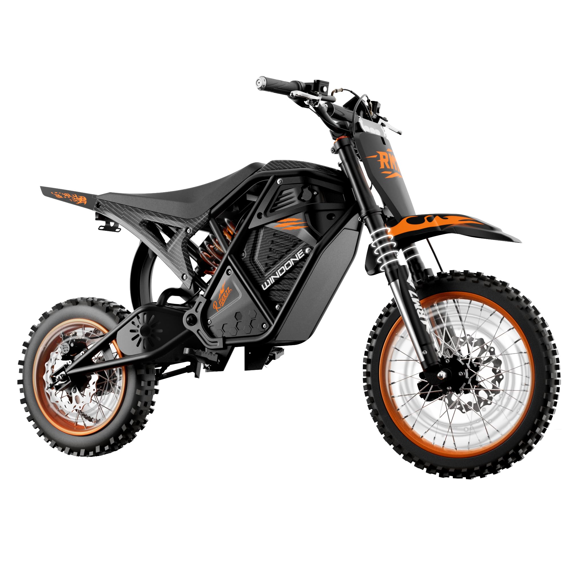 Photo 1 of ***FINAL SALE/NO RETURN, VIEW NOTES*** WindoneRide RM7 Electric Dirt Bike for Adults & Teens, 2200W Peak Ebike, 48V 22.5Ah, 37 MPH, 45 Miles, 14"/12" Tire Off-Road Electric Motorcycle, Dual Hydraulic Brakes, Fit Age 13+,Signature Orange