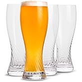 Twistedflow Beer Glasses Set of 4 | 20 Oz, Crystal glass, Advanced Twisted Design, Premium gift box, Lead-Free