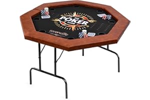 SereneLife 8-Player Octagonal Poker Table- Foldable, Professional Texas Hold’em, Blackjack Table, Padded Water-Resistant Rail