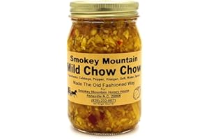 Smokey Mountain Honey House Mild Chow Chow - Homestyle Gourmet Chow Chow - Mildly Spicy Taste Made with Sweet Green Cabbage & Fresh Peppers - Unique & All Natural - Made The Old Fashioned Way - 16 oz