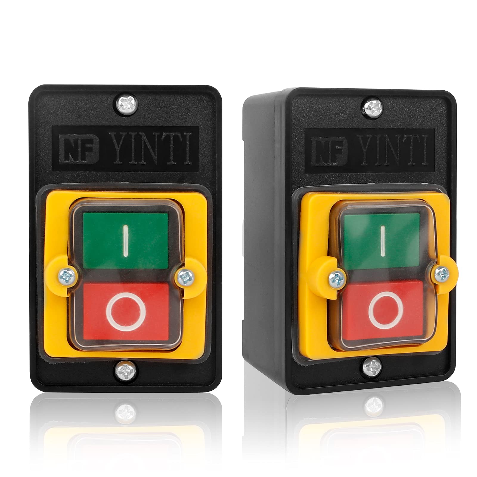 2pcs Machine Switch, Machine Pushbutton Switch, Water Proof Button Switch Machine 10A 380V Electrical Push Switch On/Off Machine, for Textile Machinery