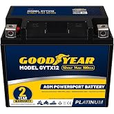 Goodyear GYTX12-12 Volt 14 AH, 190 CCA, Rechargeable High-Performance, Maintenance Free, SLA - AGM Battery for Motorcycle, ATV, UTV, 4-Wheeler, Snowmobile, Watercraft and more!