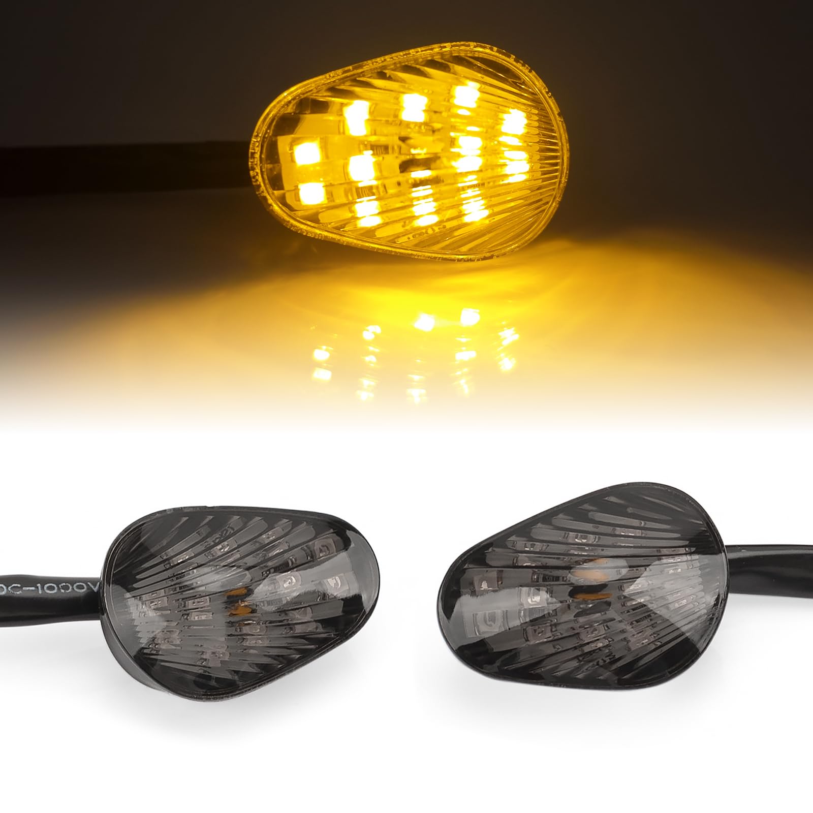 Photo 1 of Raceast Flush mount motorcycle turn signals LED Light Blinkers Compatible with YZF R1 R3 R6 R6S TMAX MT 07 MT 09 Fazer FZ6 FZ1 FZ FZ6R FZ07 FZ8 FZ09 Turn Indicators (Smoked Color)