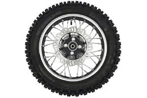 KONKENIE 12" Rear Wheel Tire 80/100-12 Wheel Tire Rim with Sprocket & Brake Disc Rotor for Pit Dirt Monkey Bike 50cc 70cc 90cc 110cc 125cc 140cc CRF70 90 TTR100 Black (12" Rear)