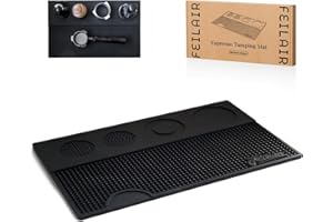 Feilair Espresso Tamping Mat, Silicone Coffee Bar Mats for Countertop,Espresso Tamping Station, Non-slip Dish Drying Mat,Espresso Machine Accessories,Espresso Organizer (Black, 15.7"x9.8"x0.4")