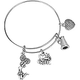 Kvekstio Cheer Bracelet for Cheerleading Bangle Cheer Jewelry Gift for Cheerleader, Cheer Coach or Team