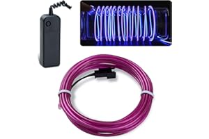 lychee 15ft Neon Glowing Strobing Electroluminescent Light El Wire w/Battery Pack for Parties, Halloween Decoration (Purple)