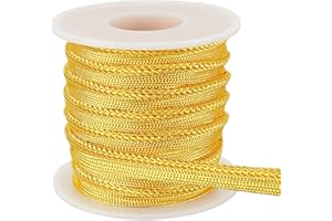 PH PandaHall 10 Yards Golden Twisted Lip Cord Trim 3/8 inch Wide Piping Trim Cord Edge Piping Ribbon Polyester Piping Bias Tape Twisted Cord Trim Ribbon for Clothing Pillows Upholstery Sewing Decor