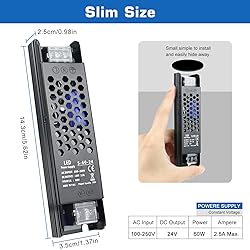 LED Driver 24V 60W 2.5A Slim LED Power Supply, AC