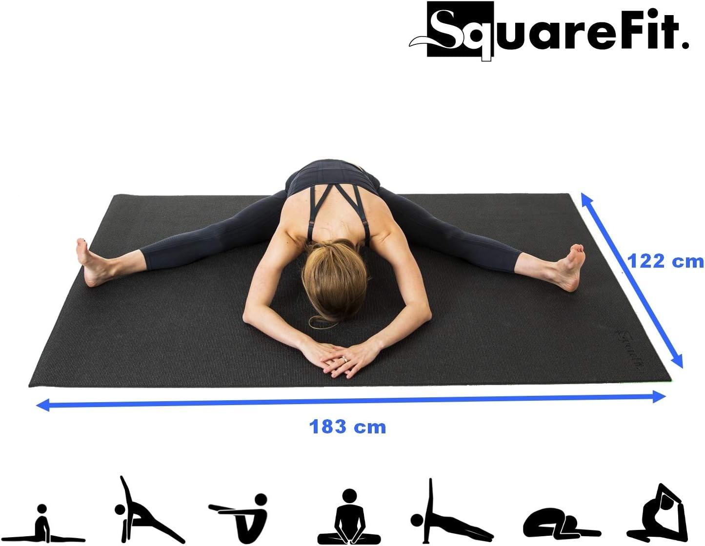 GOPLUS Grand Tapis De Yoga 183 X 122 Cm – Épaisseur 8 Mm – Antidérapant – Pliable – Avec 2 Sangles – Pour Yoga, Pilates, Fitness, étirements