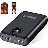 Camoner 𝟓𝐕 𝟑𝐀/𝟐𝐀 𝟐𝟎𝟎𝟎𝟎𝐦𝐀𝐡 Heated Vest Battery Pack Compatible with KOVNLO and TIDEWE, Fast Recharge Battery Pack for Heated Vest with LED Display, Heated Apparel, Seat, Blanket