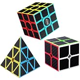 CFMOUR Original Speed Cube 3x3, 4x4, 5x5 and Set of Fast Magic Cube for Kids, Smooth Carbon Fiber Cubes Puzzle Toys (2black-2x3)