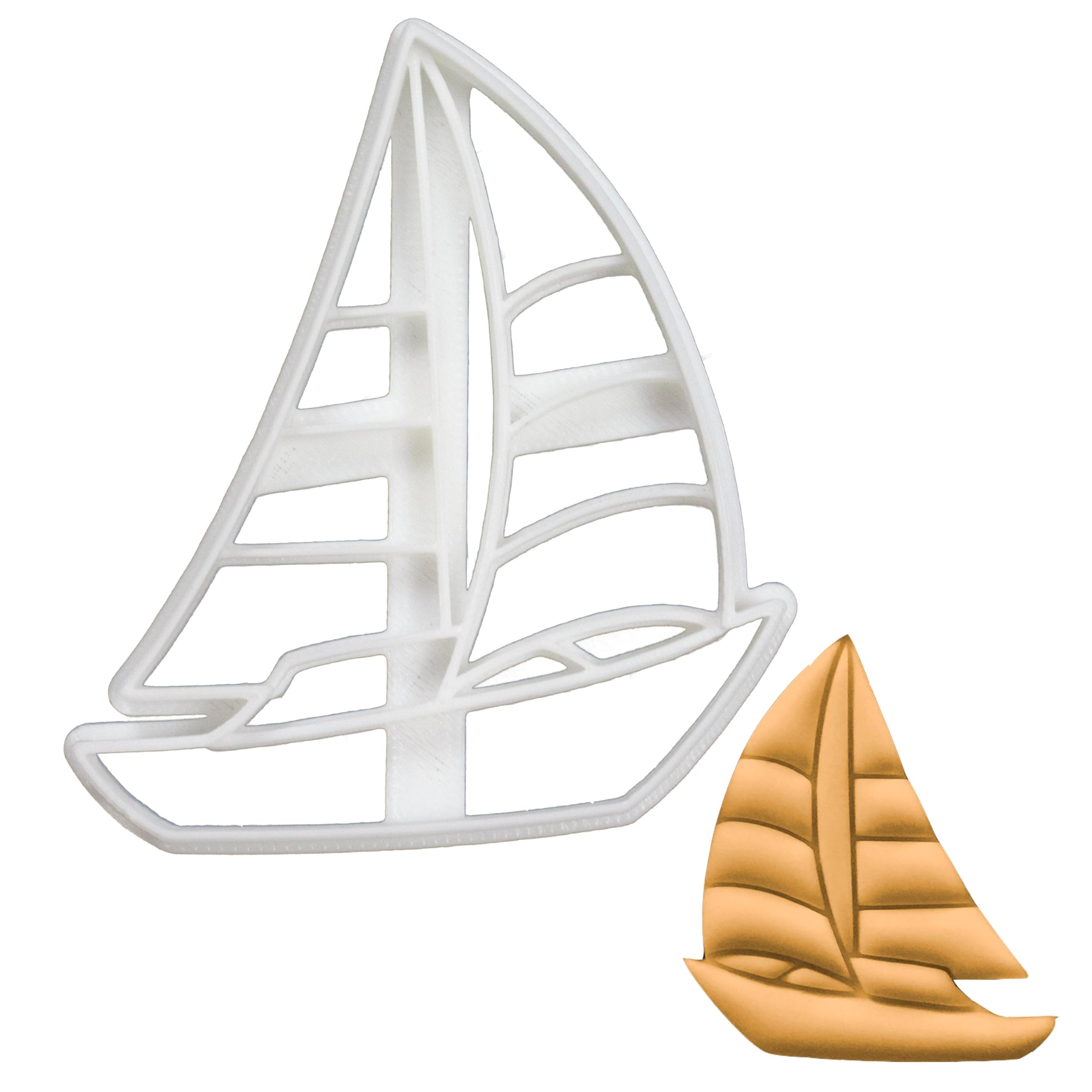 BAKERLOGY Sailboat Cookie Cutter - Detailed Biscuit Cutter Design for Baking and Crafts, Ideal on Fondant, Dough, Clay