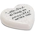 Lighthouse Christian Products All Things are Possible Scripture Heart 2.25 x 2.25 Cast Stone Plaque