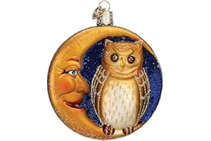 Old World Christmas Ornaments: Halloween Decorations Glass Blown Ornaments for Christmas Tree, Owl in Moon, 3¾" (26064)