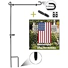 HOOSUN Garden Flag Stand, Premium Garden Flag Pole Holder Metal Wrought Iron Powder-Coated Weather-Proof Paint 36.5" H x 16.5" W (3 Piece Set Black) (1)