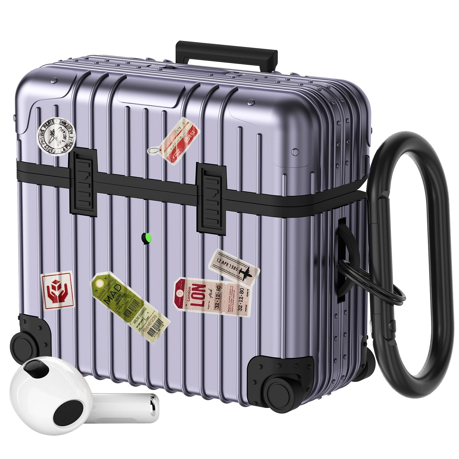 Photo 1 of KOREDA Compatible with AirPods 3rd Generation Case Cover, Cute Funny Suitcase Design Case for AirPods 3 2021, Fashion Protective Hard Case for Women Men with Keychain