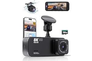 LENSUGE Dash Cam Front and Rear, 8K Ultra HD Dash Camera for Cars, Dash cam with APP,Car Camera with 32GB Card, Built-in Wi-Fi & GPS, 3.16”IPS Screen, WDR, 170°Wide Angle, 24H Parking Mode