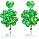 St Patrick's Day Jewelry Earring Irish Shamrock Four Leaf Hat Dangle Earrings for Women,Acrylic Green Clover Womens St patrick's Day Decorations Earrings Good Luck Holiday Outfits Accessories