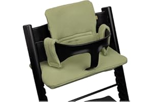 UKJE Cushion Compatible with Stokke Tripp Trapp (Old and New Model) 2 Pieces, Baby High Chair Cushion Oeko-Tex Cotton, Easy to Clean, Green Wafel