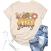 Retro Stay Groovy Shirt Womens Floral Hippie 70s Disco Outfits Casual Short Sleeve Tee Tops