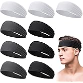 Men's Sweatbands for Workout and Sports - Camo Headband, Sweat Absorbing Wide Headband for Basketball, Football, Cycling, Running, Yoga, 4.7 x 9.8 Inch