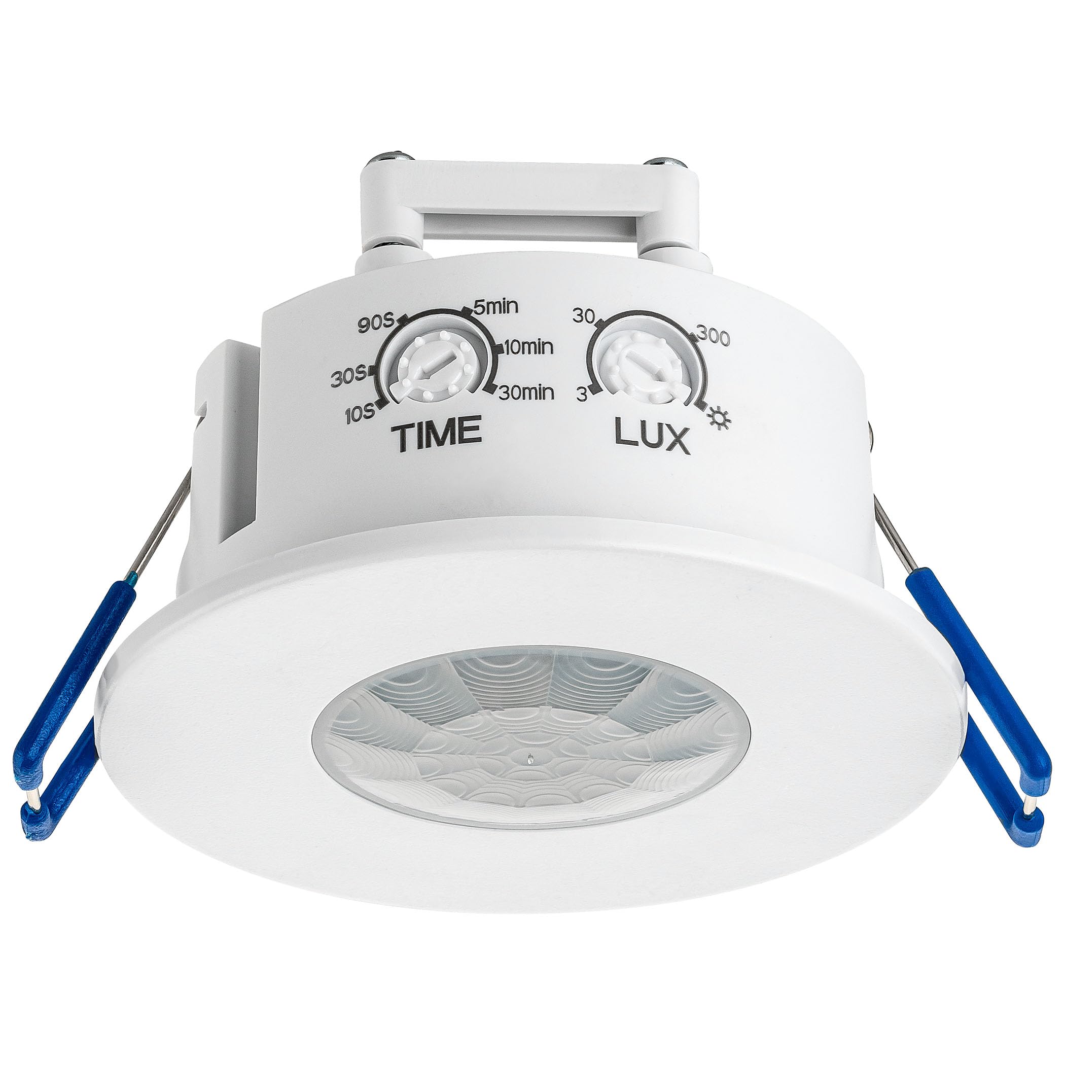 SEBSON Motion Sensor Indoor - Ceiling Flush Mounted, Programmable PIR Sensor, Range 8m/360° - Motion Detector for LED Lights, 3-Wire, 75x75x45mm